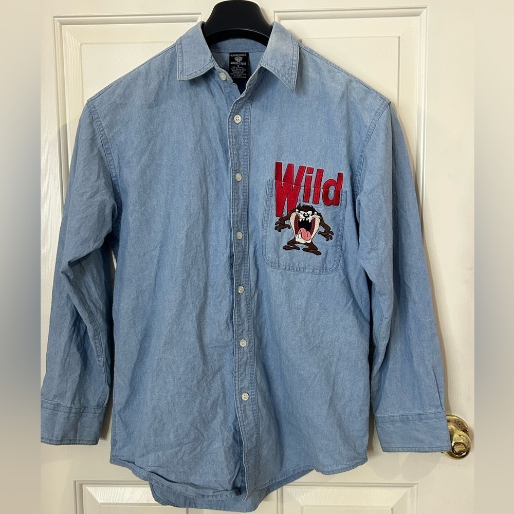 Vintage 90’s Warner Brothers Men’s Small Denim Taz Shit